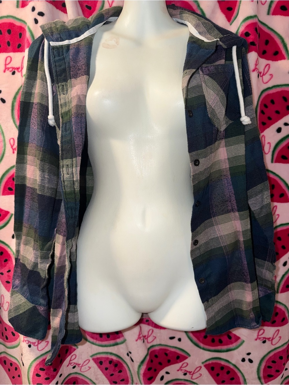 💙 BTC Plaid Flannel with Drawstring Hood
